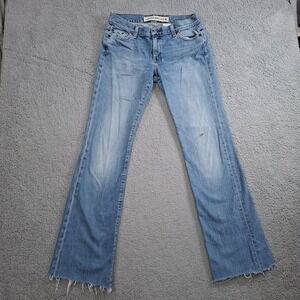 VTG Gap Jeans Womens 6 Blue Low Rise Bootcut Distressed Denim Made in USA CUTOFF